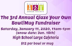 3rd Annual Glaze Your Own Bowl/Mug Fundraiser
